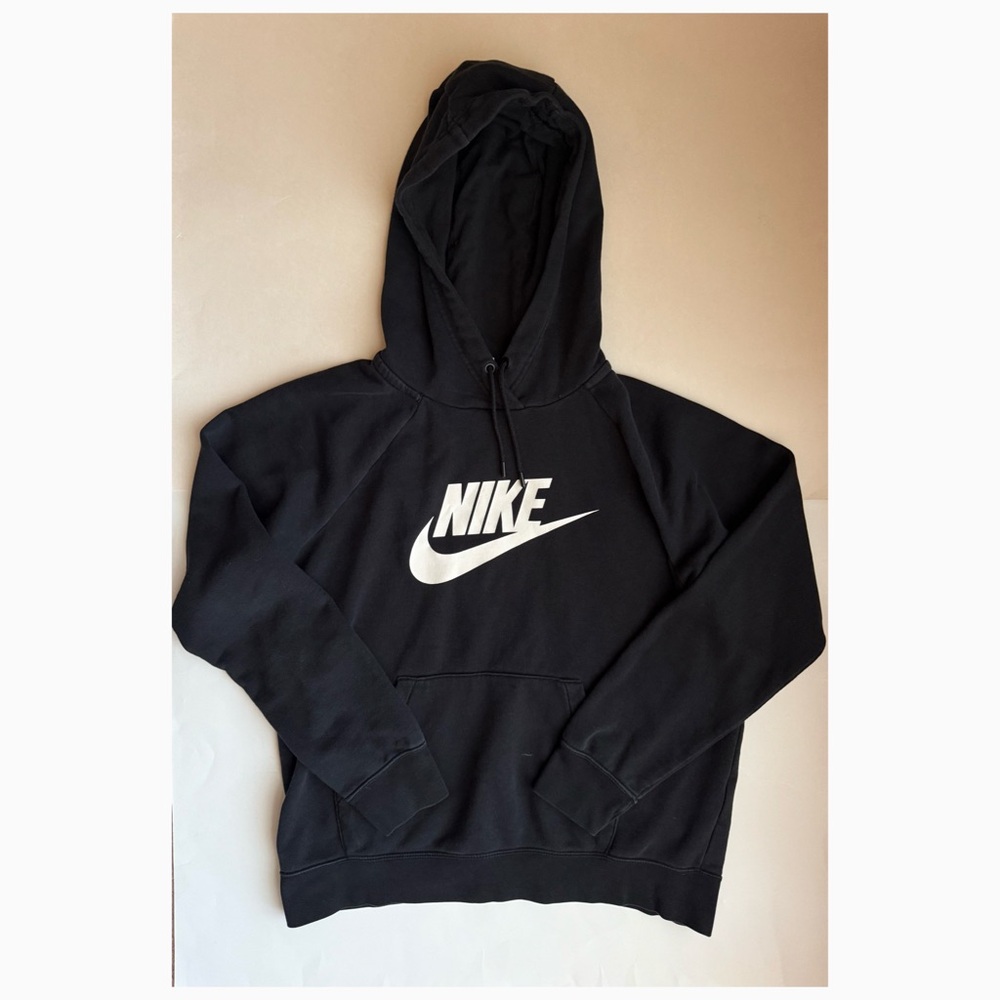 Nike Unisex Black Logo Crewneck Hoodie - Size Medium (Used)